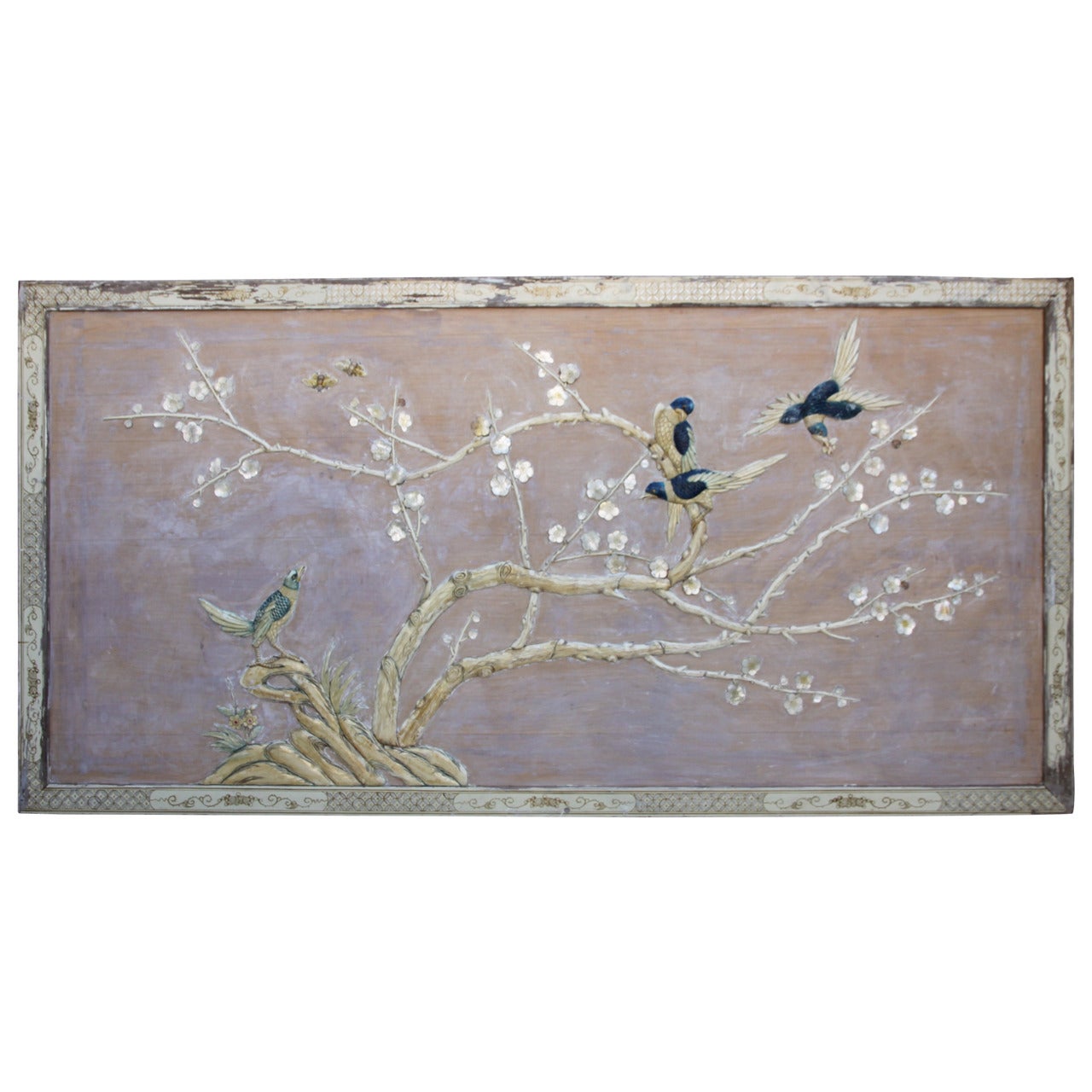 Wood and Mother-of-Pearl Asian Wall Hanging