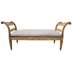 Italian Panted and Parcel-Gilt Bench