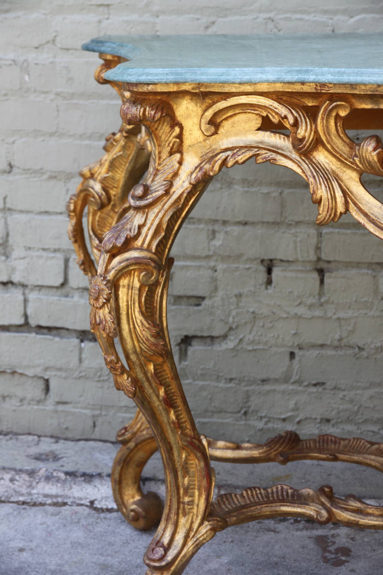 French Giltwood Console with Marble Top 2