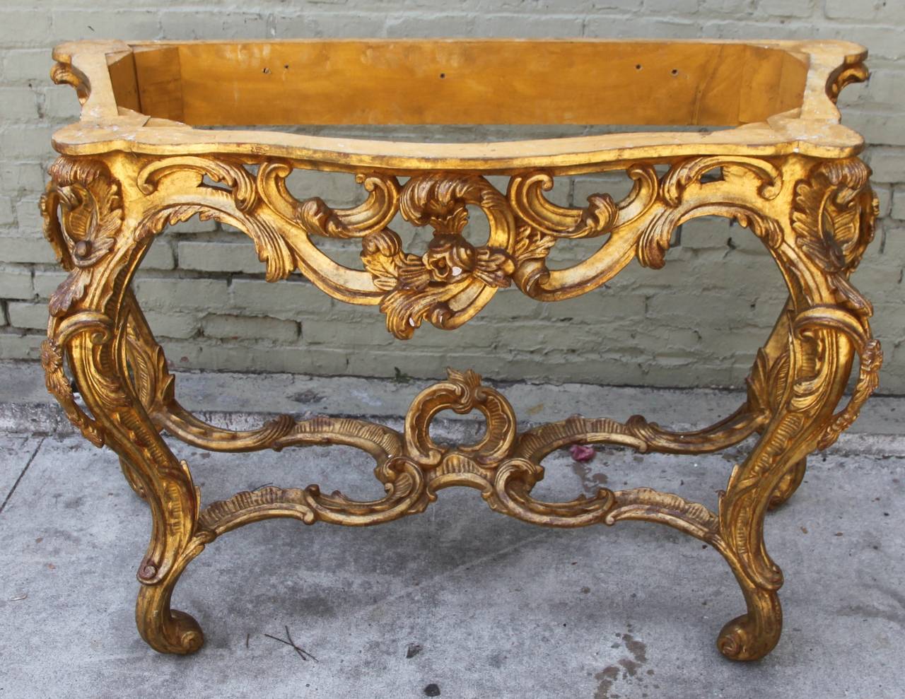 French Giltwood Console with Marble Top 1