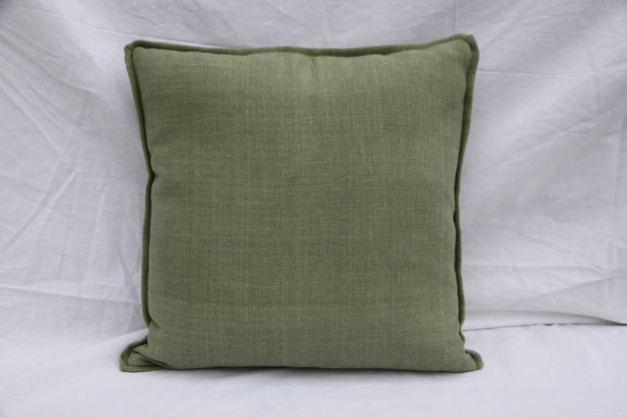 Authentic Green Fortuny Textile Pillows, Pair In Excellent Condition In Los Angeles, CA