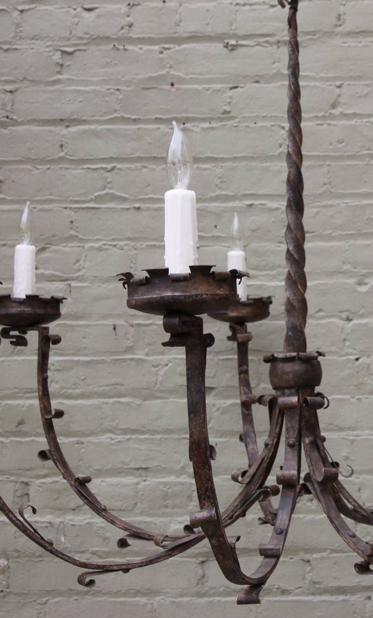 Spanish Colonial Spanish Wrought Iron Seven-Arm Chandelier