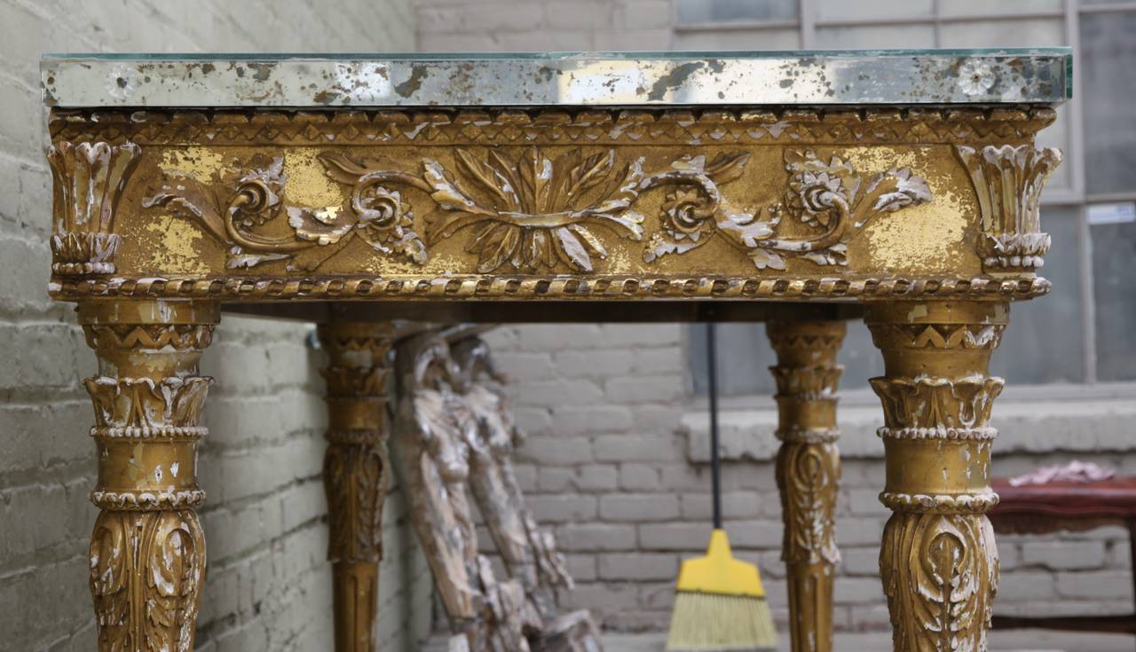 19th C. Italian Neoclassical Style Console with Antique Mirrored Top 3