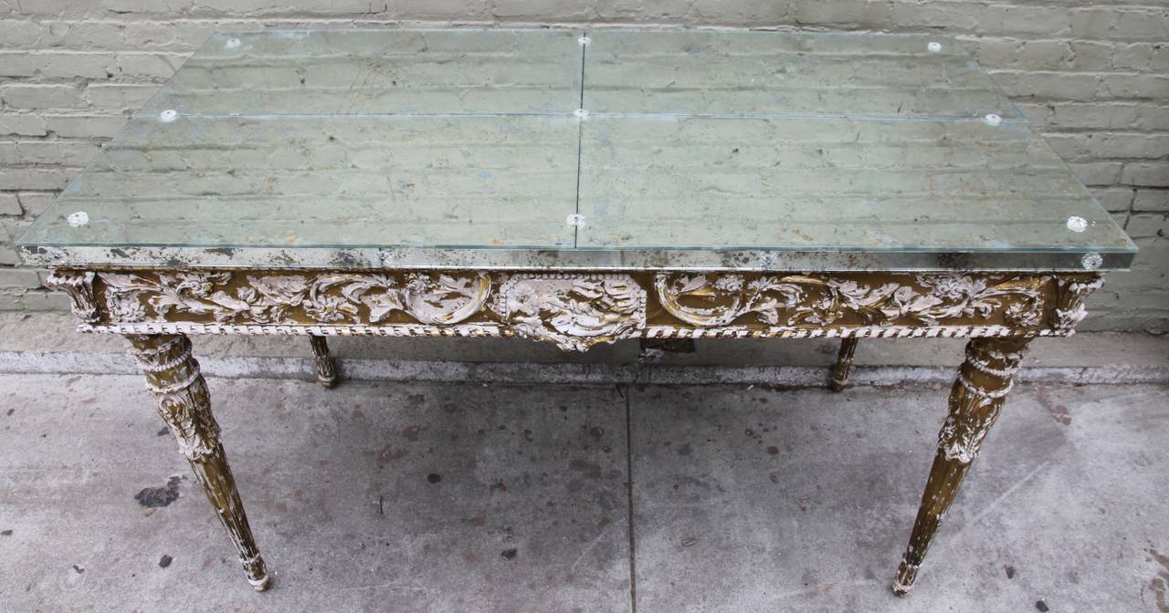 19th C. Italian Neoclassical Style Console with Antique Mirrored Top 2
