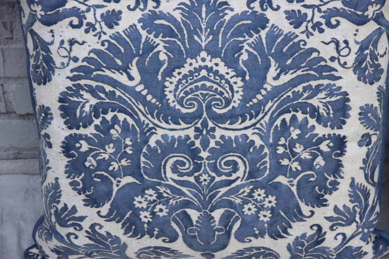Rococo Pair of Blue & White Fortuny Textile Pillows