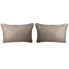 Pair of Periwinkle & Metallic Fortuny Pillow