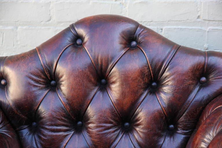 Pair of French Leather Tufted Armchairs 3