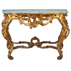 French Giltwood Console with Marble Top