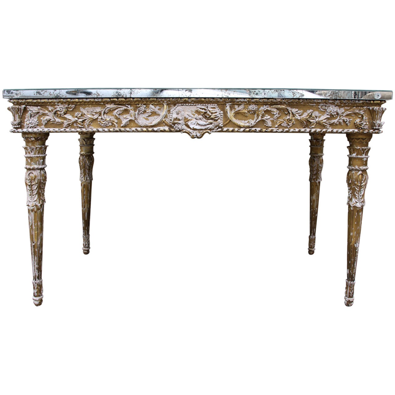 19th C. Italian Neoclassical Style Console with Antique Mirrored Top