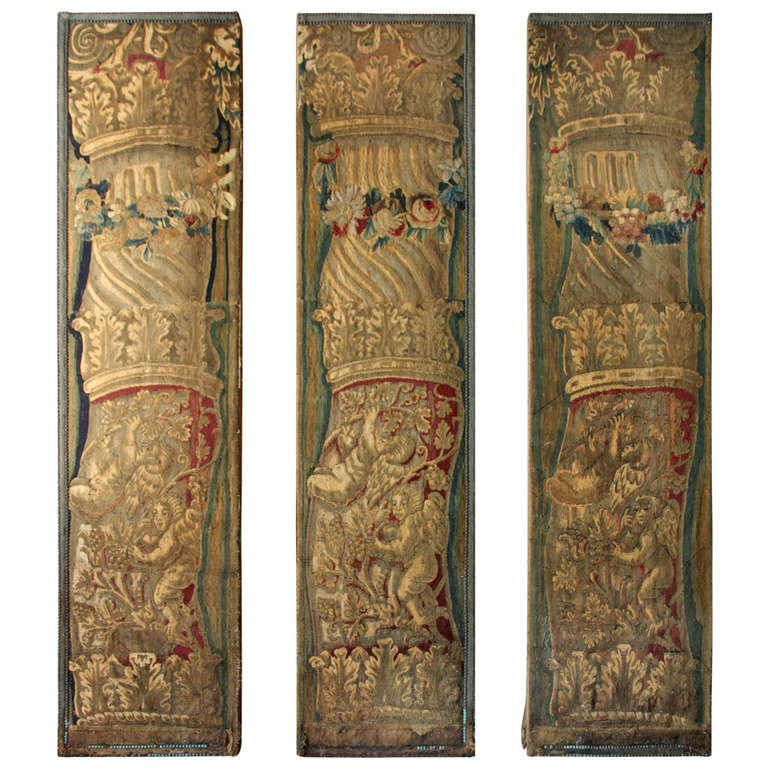 18th Century Tapestry Panels with Cherubs and Columns