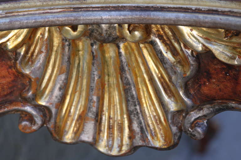 French Carved Painted & Parcel Gilt Console 3