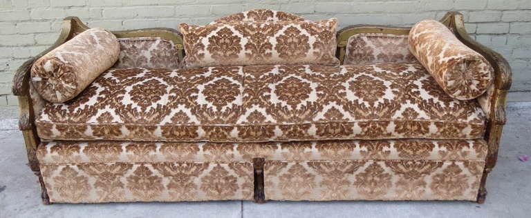 Carved Italian Giltwood Upholstered Sofa C. 1900's 1