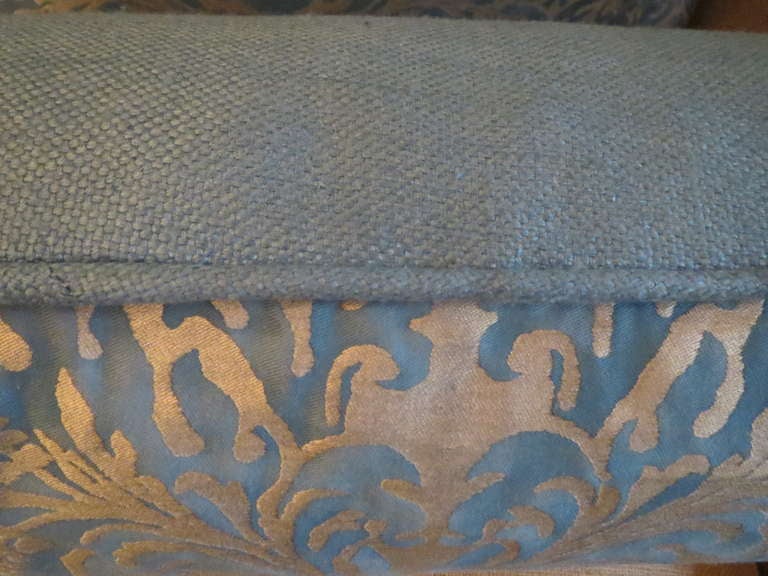 Pair of Blue & Gold Fortuny Pillows In Excellent Condition In Los Angeles, CA