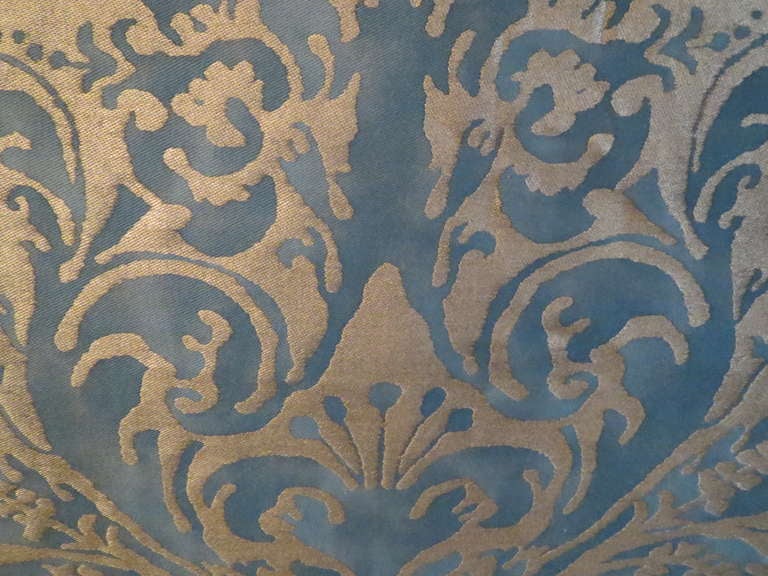 Italian Pair of Blue & Gold Fortuny Pillows