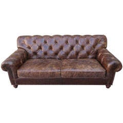 Leather Tufted Sofa C. 1940's