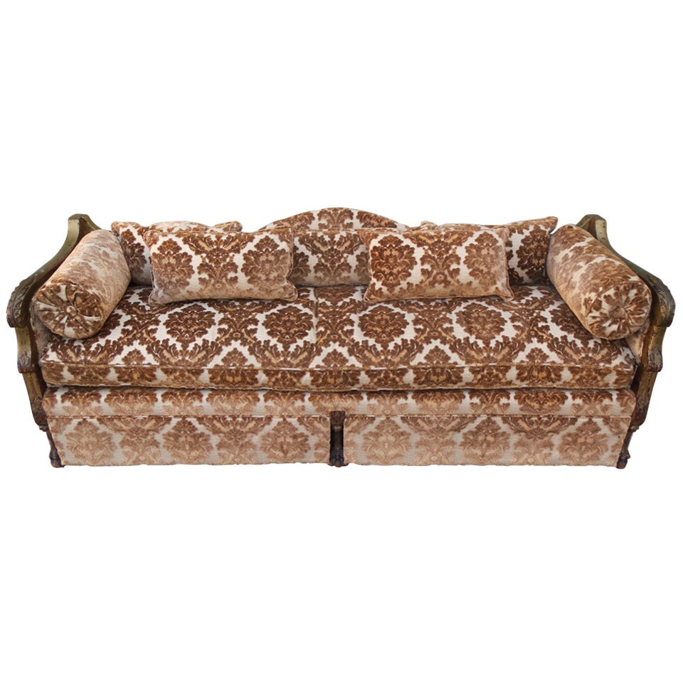 Carved Italian Giltwood Upholstered Sofa C. 1900's