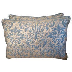 Vintage Pair of Blue & Gold Fortuny Pillows