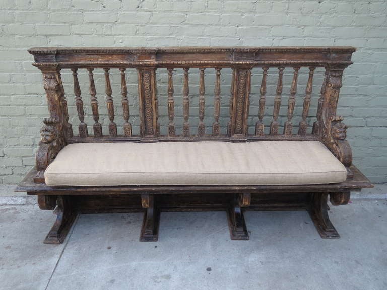 19th C. Italian Carved Cherub Bench