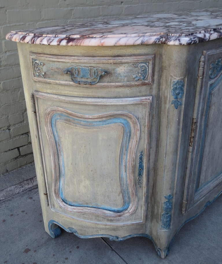 Early 20th Century French Painted Credenza with Marble Top, circa 1930s