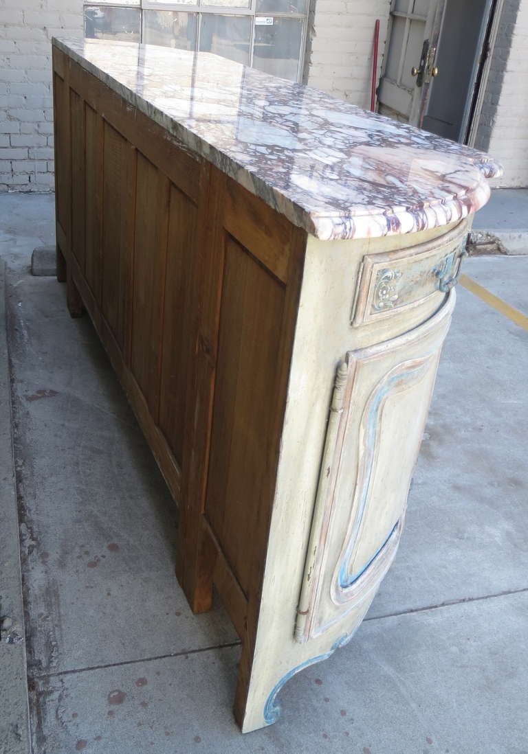 French Painted Credenza with Marble Top, circa 1930s 3