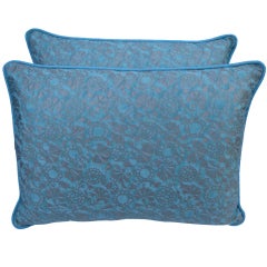 Pair of Authentic Aqua Fortuny Pillows