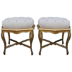 Pair of French Gilt Wood Stools
