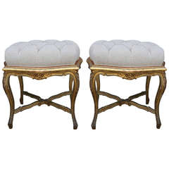 Pair of French Gilt Wood Stools