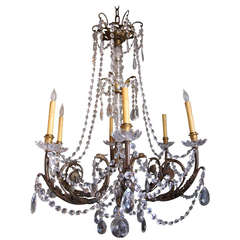 French Bronze and Crystal Chandelier, Circa 1900s
