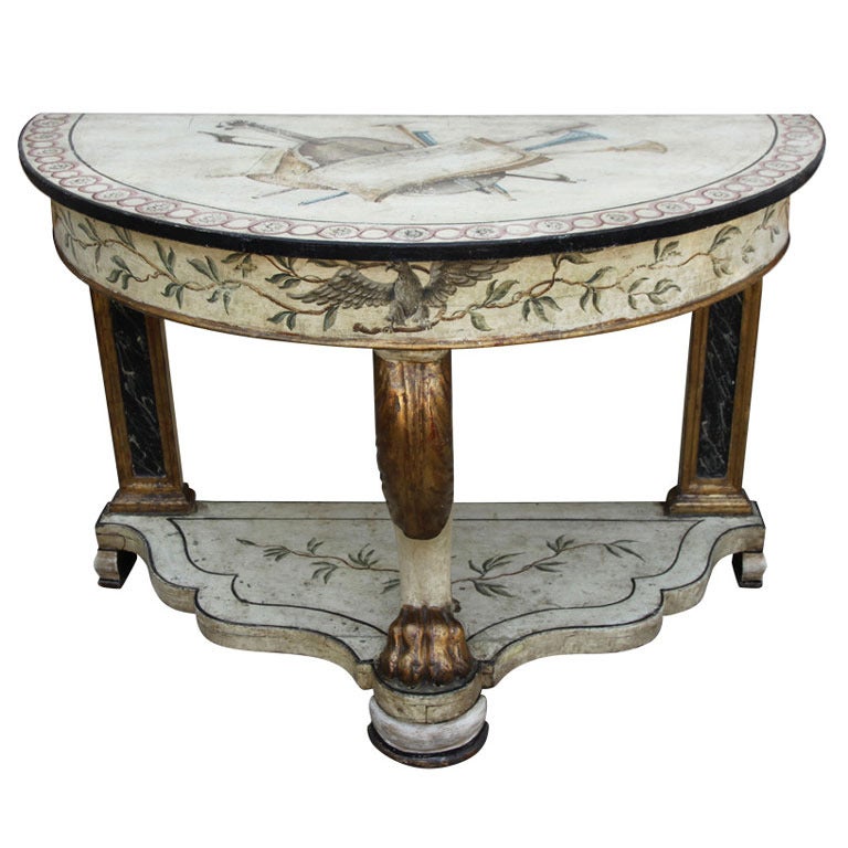 19th Century English Painted & Parcel Gilt Console