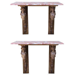 Pair of Marble-Top French Consoles