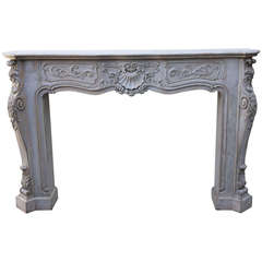 Carved Painted Fireplace Mantel