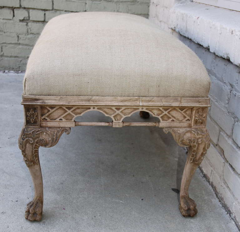 English Chippendale Style Carved Bench