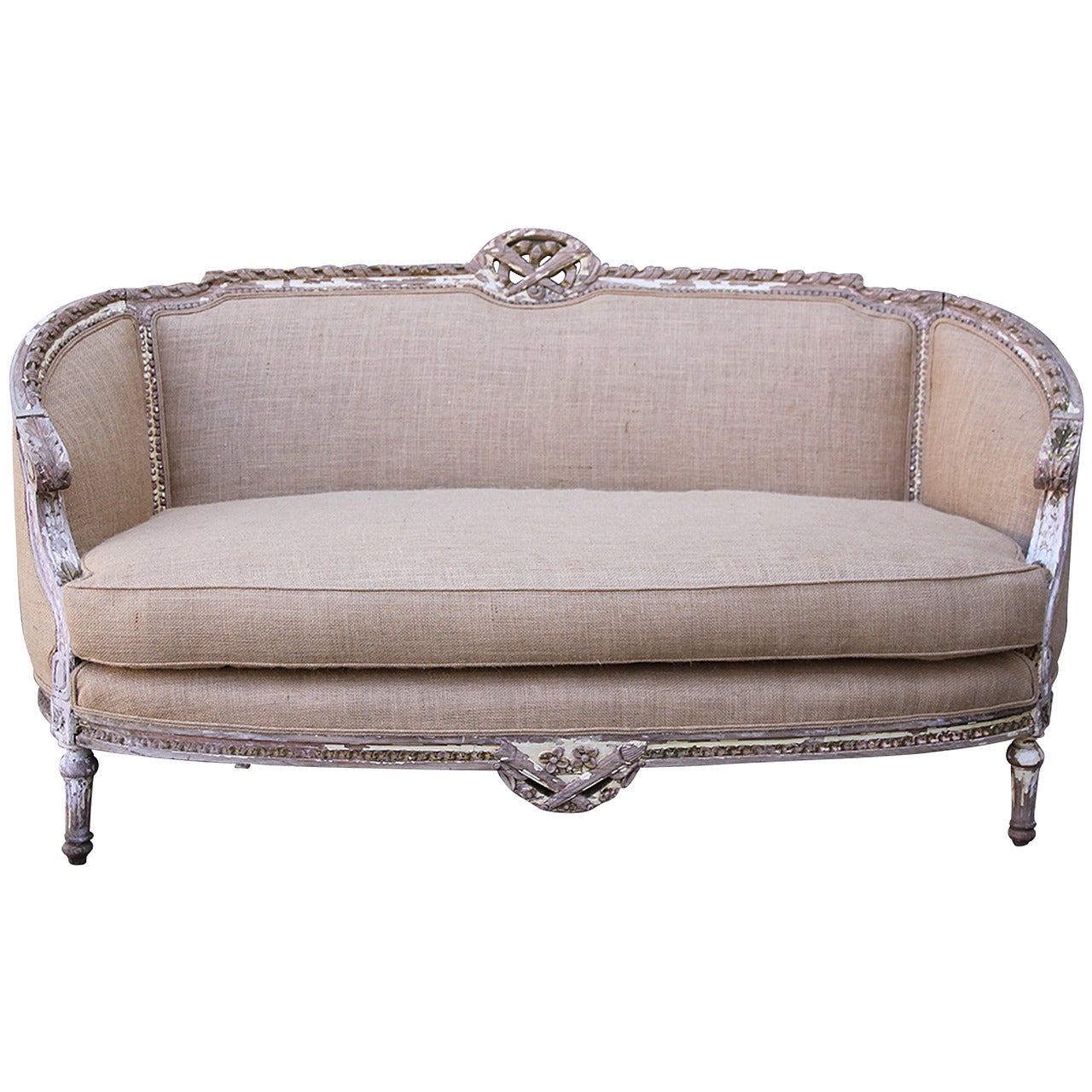 Louis XVI Style French Carved Settee