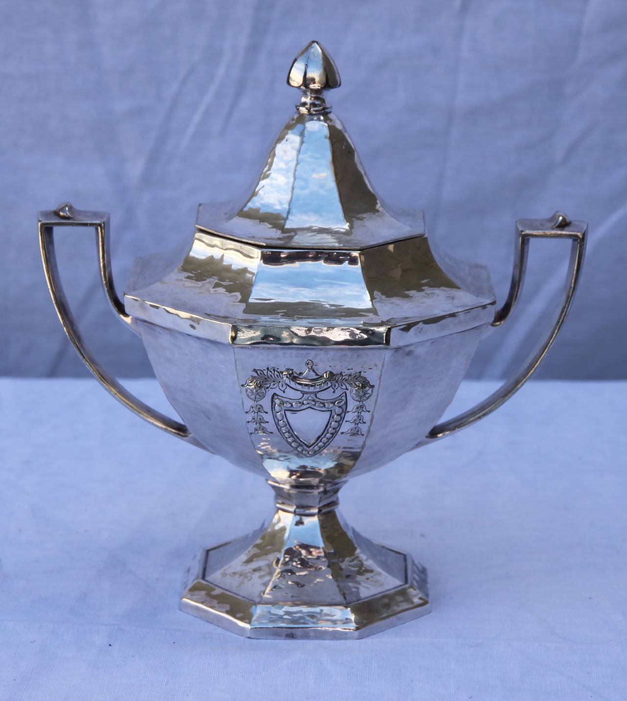 American Colonial Hand-Hammered and Engraved Tea Set