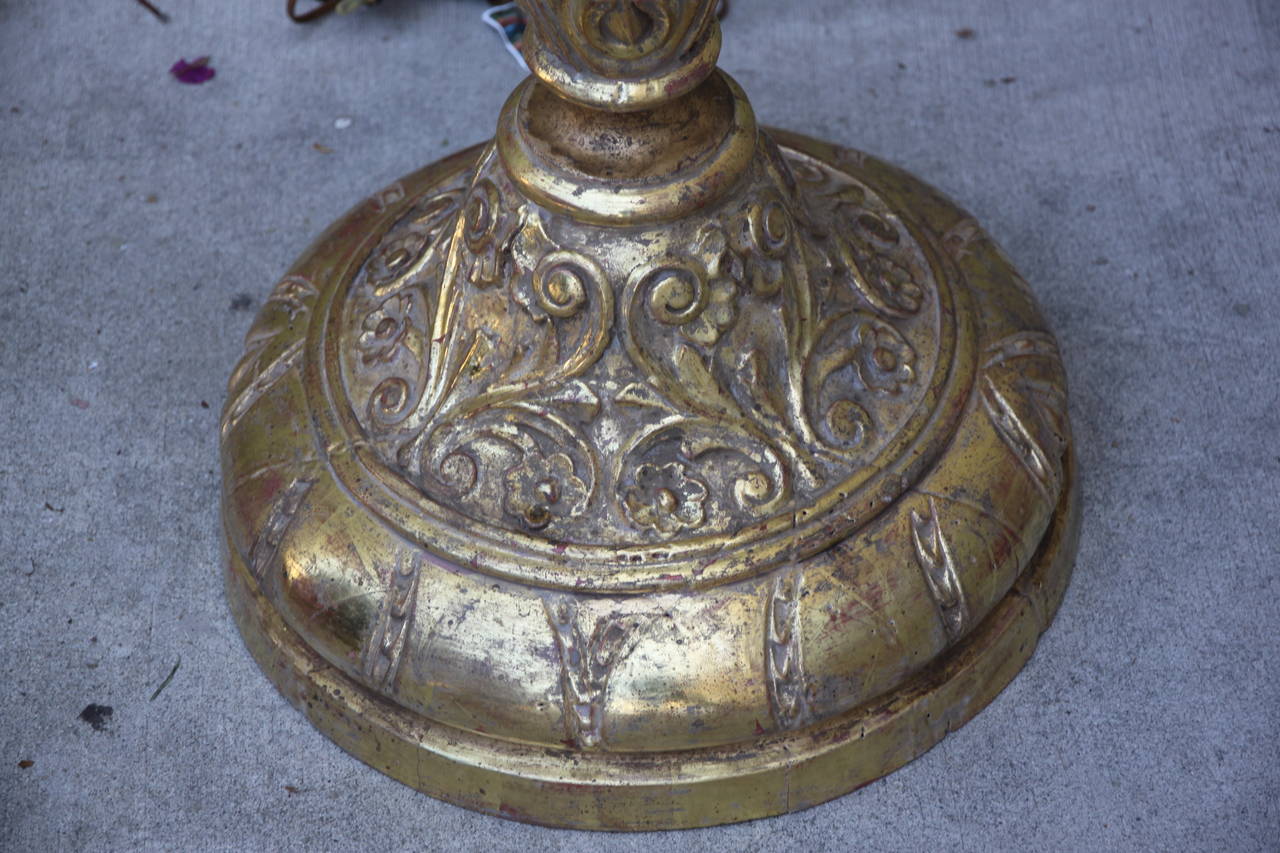 Neoclassical 19th Century Italian Giltwood Standing Lamp