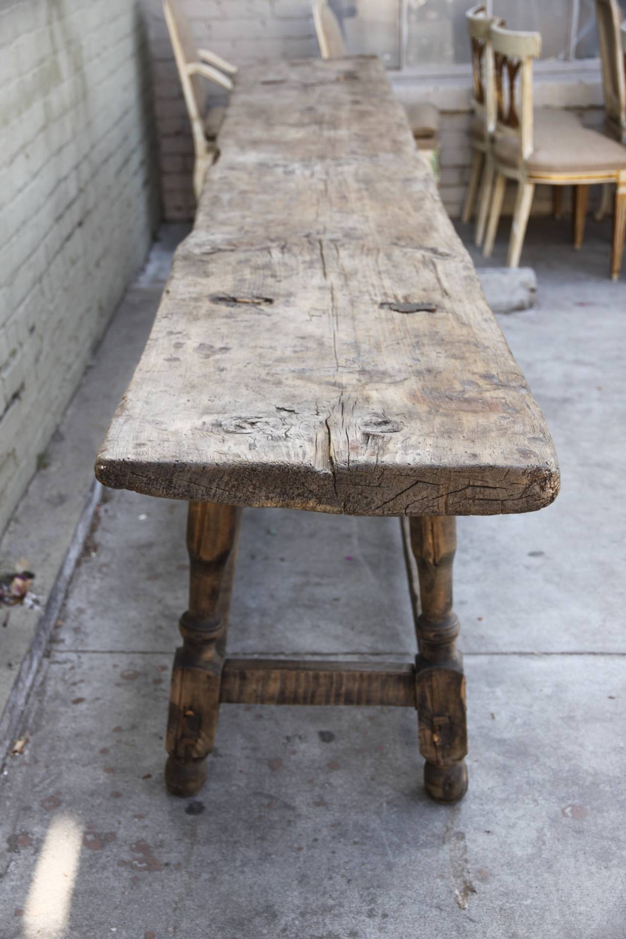 Antique Primitive Work Table In Distressed Condition In Los Angeles, CA