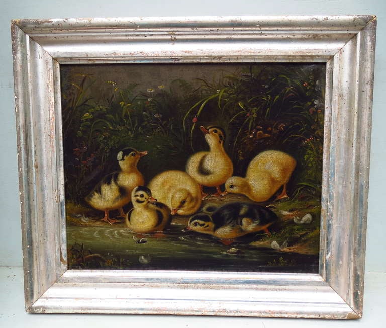 Pair of 19th C. Baby Chicken Paintings