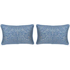 Vintage Pair of Blue & Gold Fortuny Pillows