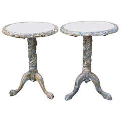 Antique Pair of Italian Painted Mirror Top Tables