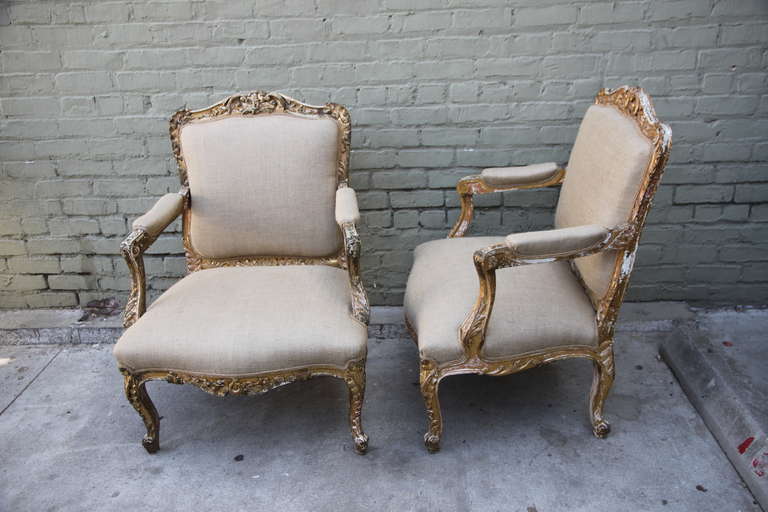 Country Pair of French Provincial Style Armchairs