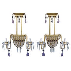 Pair of Amethyst Rock Crystal Sconces 10