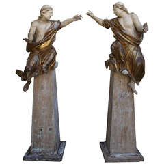 Pair of 18th Century Angels on Later Bases