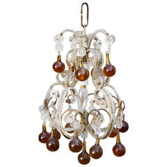 Petite Crystal Beaded Chandelier with Amber Drops