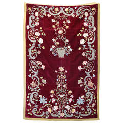 19th Century Italian Embroidered Silk Velvet Textile