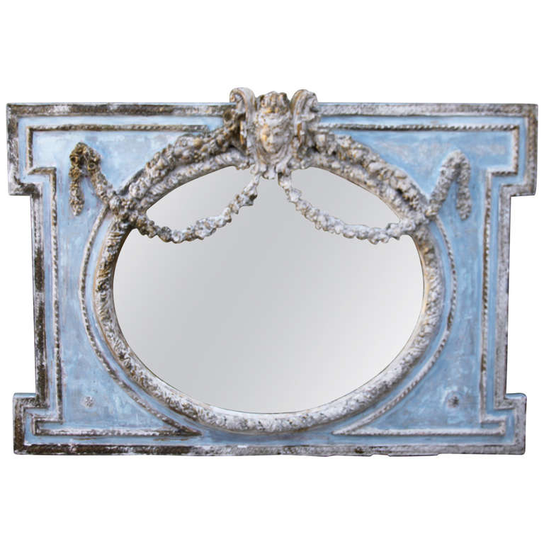 French Carved Rococo Style Painted Mirror at 1stdibs