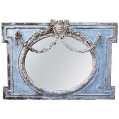 French Carved Rococo Style Painted Mirror