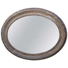 French Carved Oval Mirror circa 1940s