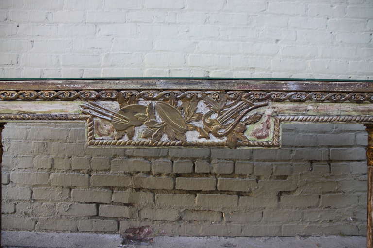 20th Century Italian Painted & Parcel Gilt Neoclassical Style Console