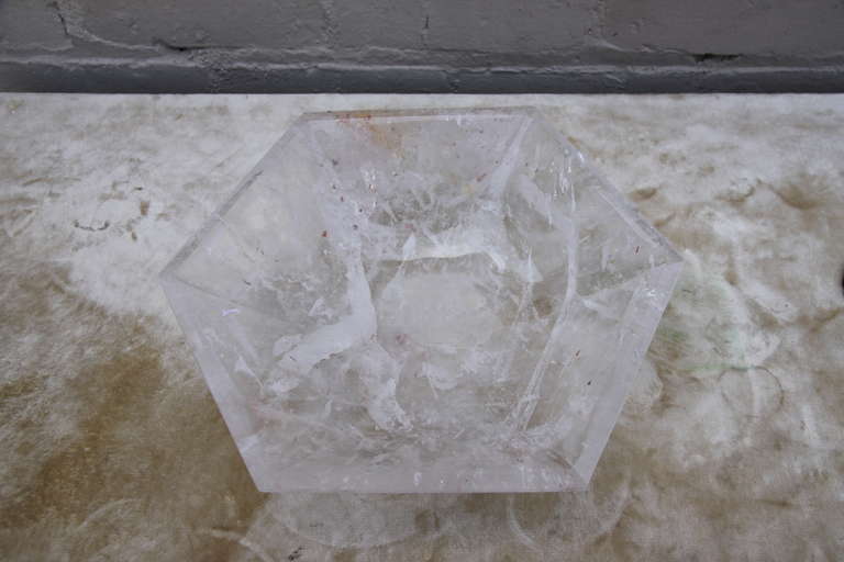 Hexagon Shaped Rock Crystal Dish In Excellent Condition In Los Angeles, CA