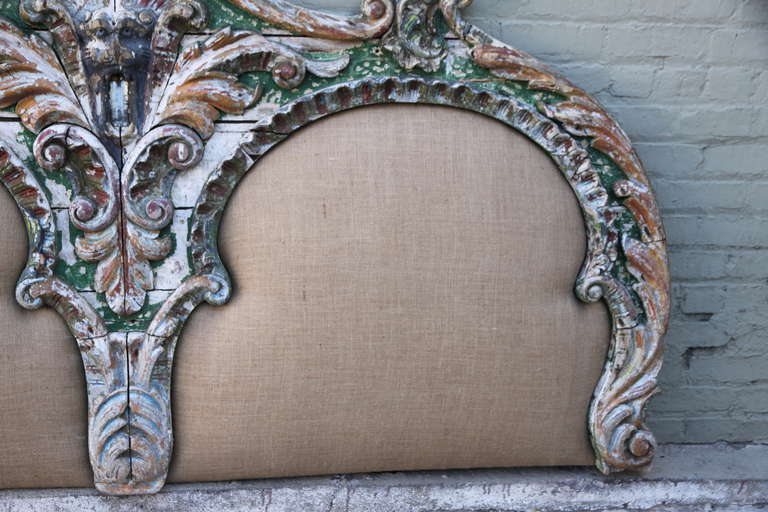Gothic 19th Century French Painted Headboard